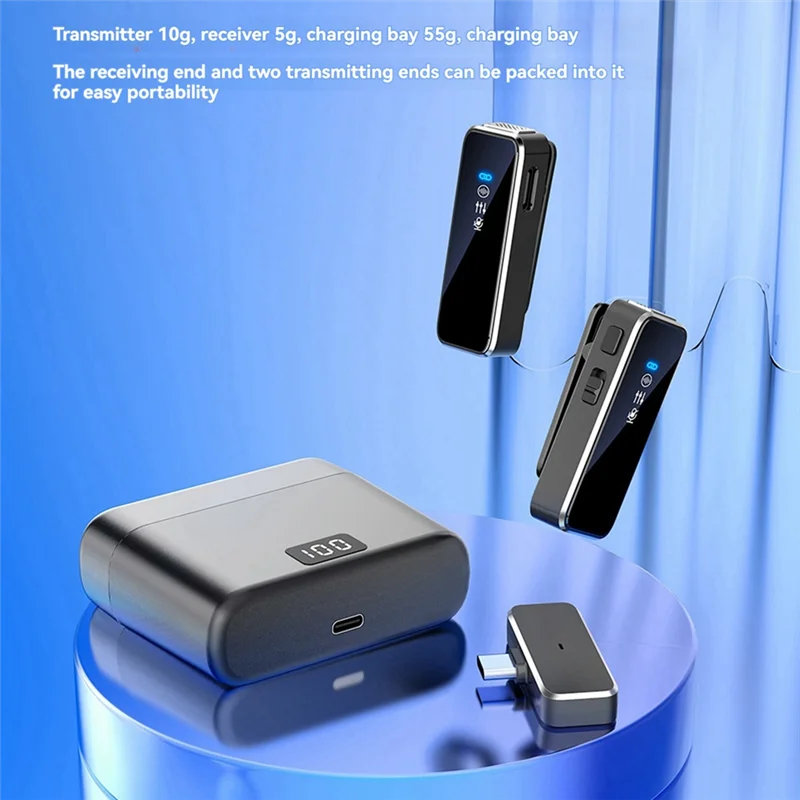 ELEC-беспроводной петличный микрофон, мини-портативный петличный микрофон, двухканальный ЖК-экран для записи аудио и видео