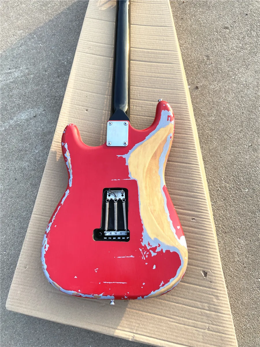 Custom version red made old double shake electric guitar single double pickup black guard plate free shipping