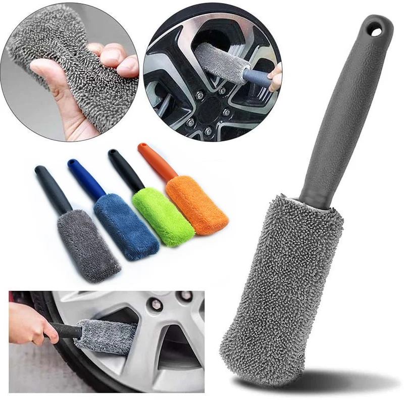 

Car Wheel Wash Brush Portable Microfiber Tire Rim with Plastic Handle Auto Trunk Motorcycle Detailing Cleaning Accessories Tool