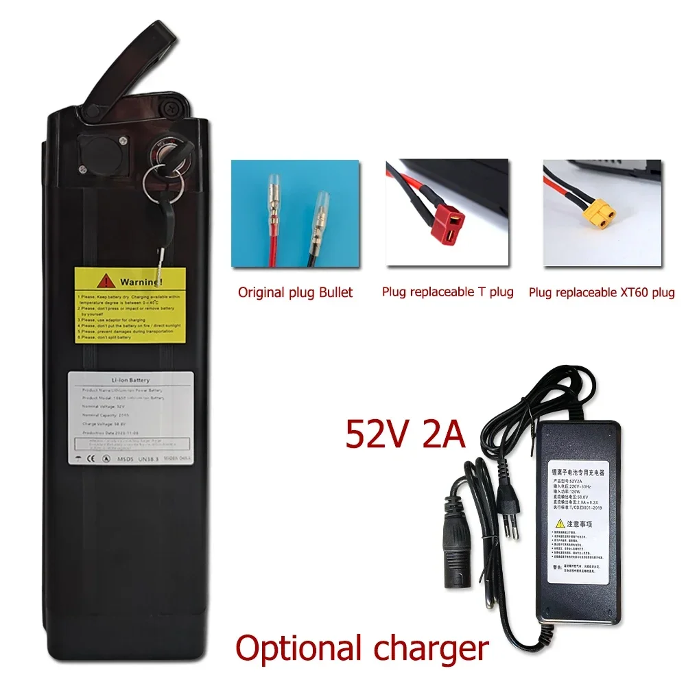 Silver Fish rechargeable 52V battery 18650 20000mAh for mountain bikes, bicycles, with BMS anti-theft lock