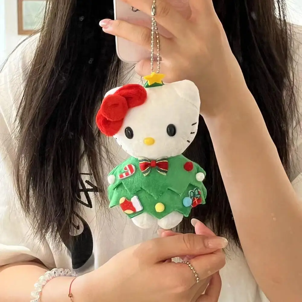 Sanrio Natale HelloKitty peluche bambola portachiavi albero di Natale simpatico cartone animato gattino gatto bambola ciondolo portachiavi borsa