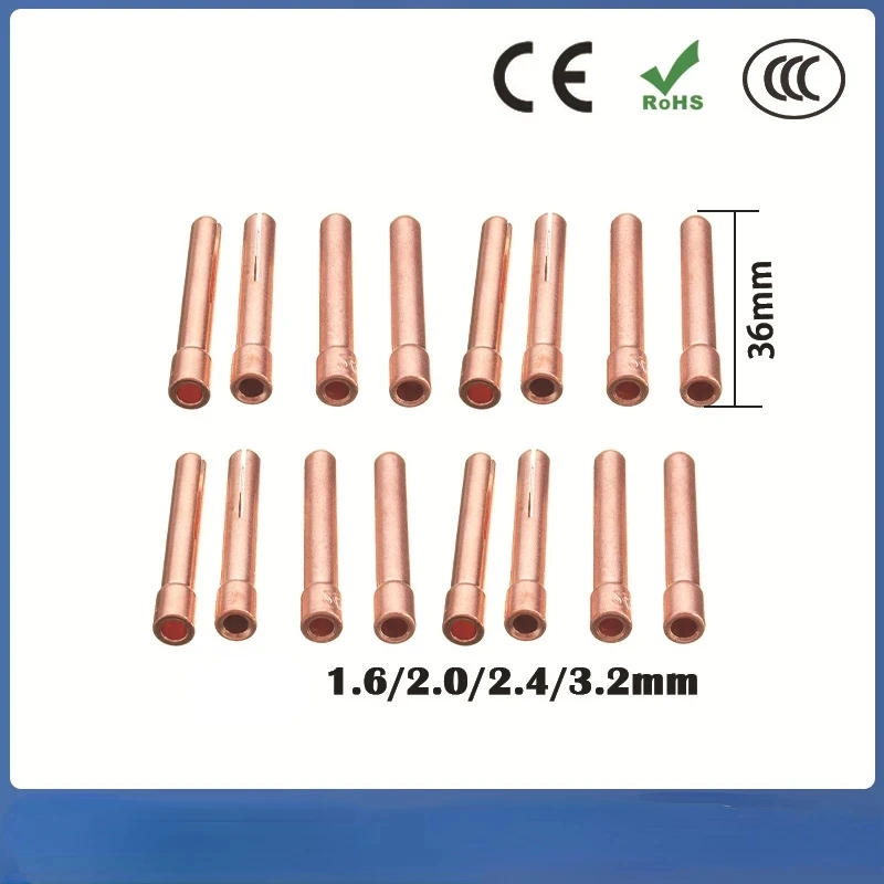 2/4/8pc 2.4mm 1.0mm,1.6mm,3.2mm 36mmTIG Short Collet Tips For WP17 18 26 TIG Welding Torch Series Tungsten Electrode Arc Welding