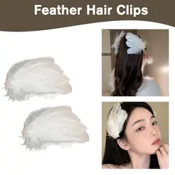 Fairy Style Vacation Feather Hair Clip Personalized Sweet Ballet Style Pearl Swan Hair Barrettes Accessories Party Costume
