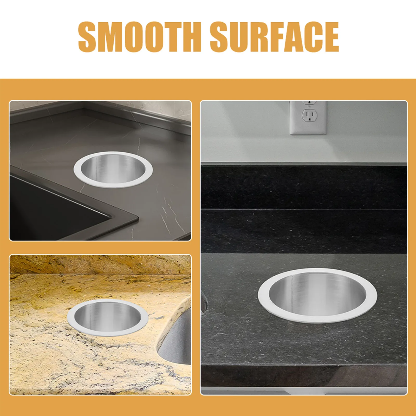 Built-in Stainless Steel Trash Chute Round Countertop Garbage Holder Small Waste -in Kitchen Trash Chute Grommet Metal