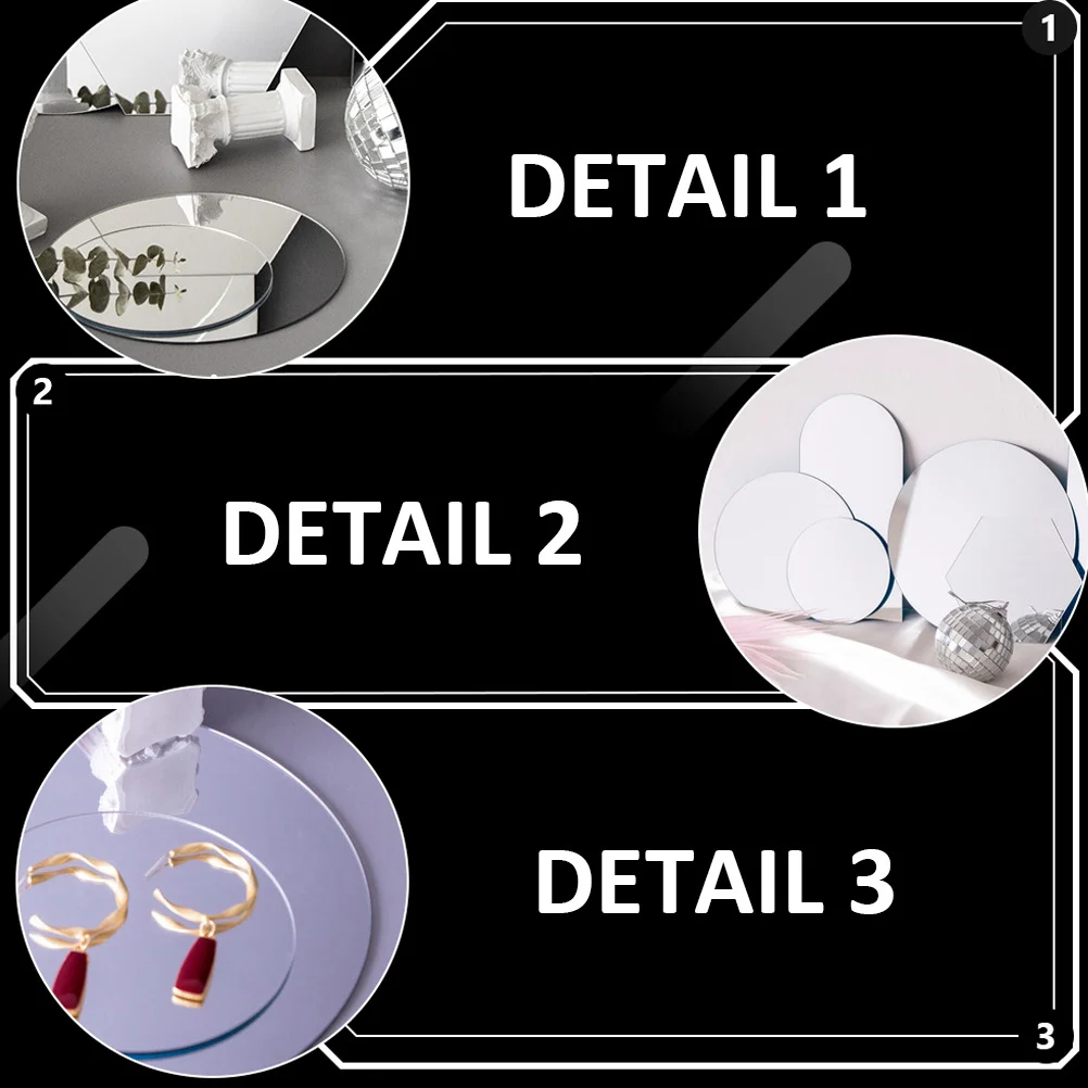 

2Pcs Reflective Mirror Props Durable Acrylic Waterproof Lightweight Photo Prop for Jewelry Photography Background Decor