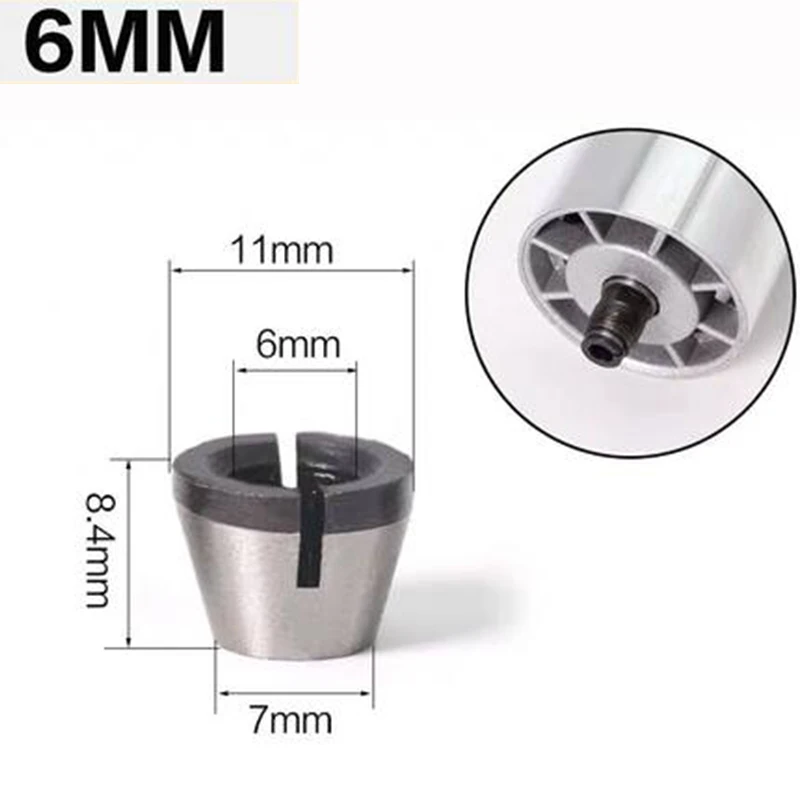 1Pc 3Pcs Collet 6Mm 6.35Mm 8Mm Collets Chuck Engraving Trimming Machine Electric Router Milling Cutter Accessories