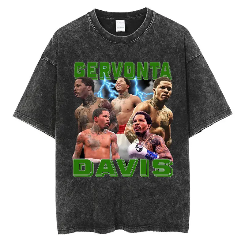 Limted Tank Gervonta Davis Vintage Washed T Shirts Men's Harajuku Oversized Fashion T Shirt Sport Boxing Champion Cotton T-shirt