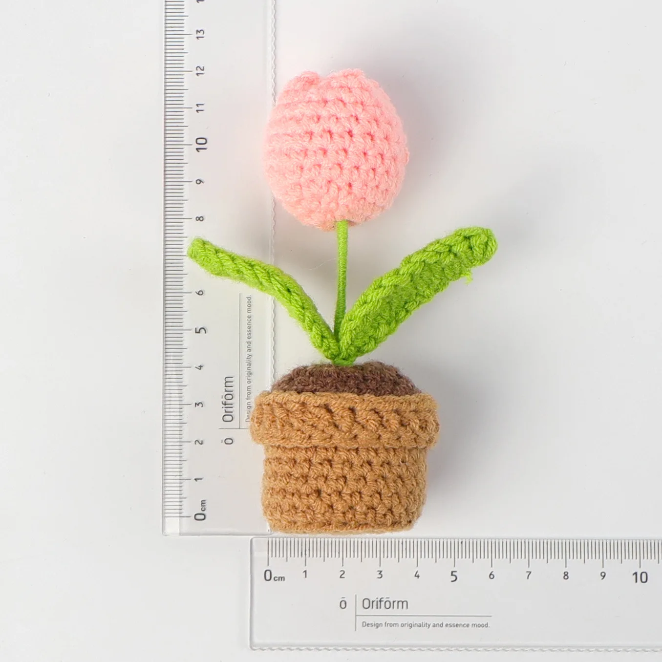 12cm Mini Finished Woven Crochet Tulip Potted Stuffed Plants Home Table Decoration Mother Valentine Christmas Graduation Gifts