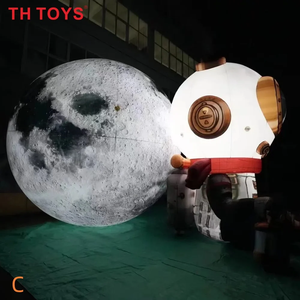 Spedizione aerea rapida a domicilio, astronauta gonfiabile con palloncino a forma di luna, illuminazione a LED, modello di astronauta gonfiabile