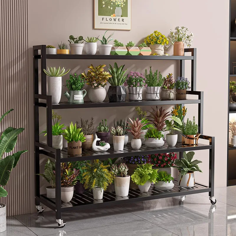 Wrought iron flower stand living room floor-to-ceiling balcony rack stepped multi-layer plant pot bracket flower rack