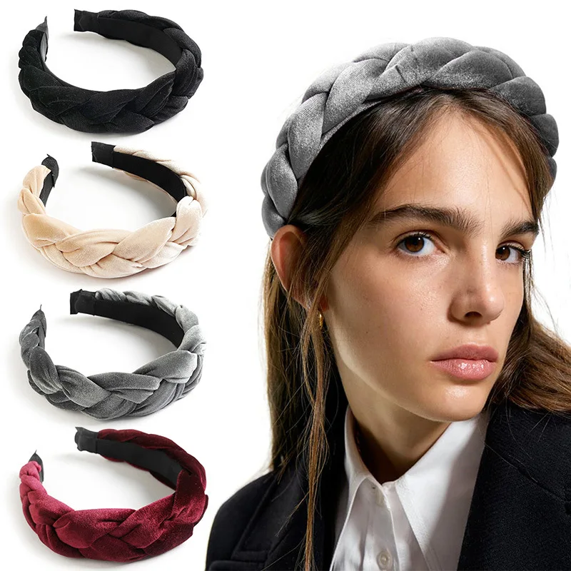 

40cm Solid Wide Hair Bands Hoop for Women Vintage Soft Elastic Headband Fashion Girls Thicken Hairband Headwear Hair Accessories