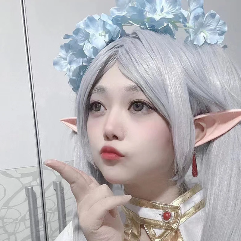 Seksowne Anime Frieren kolczyki Cosplay czerwone wiszące śliczne, klips do ucha rekwizyty sceniczne impreza z okazji Halloween ucha elfa