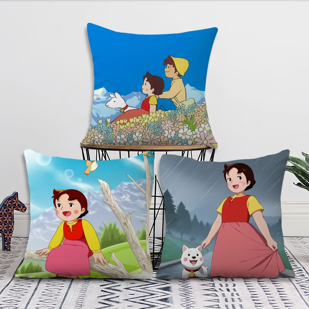 Cartoon Heidi Girl Cute Pillow Case Sofa Living Room Bedroom Headboard Backrest Cushion Square Cushion Nap Time