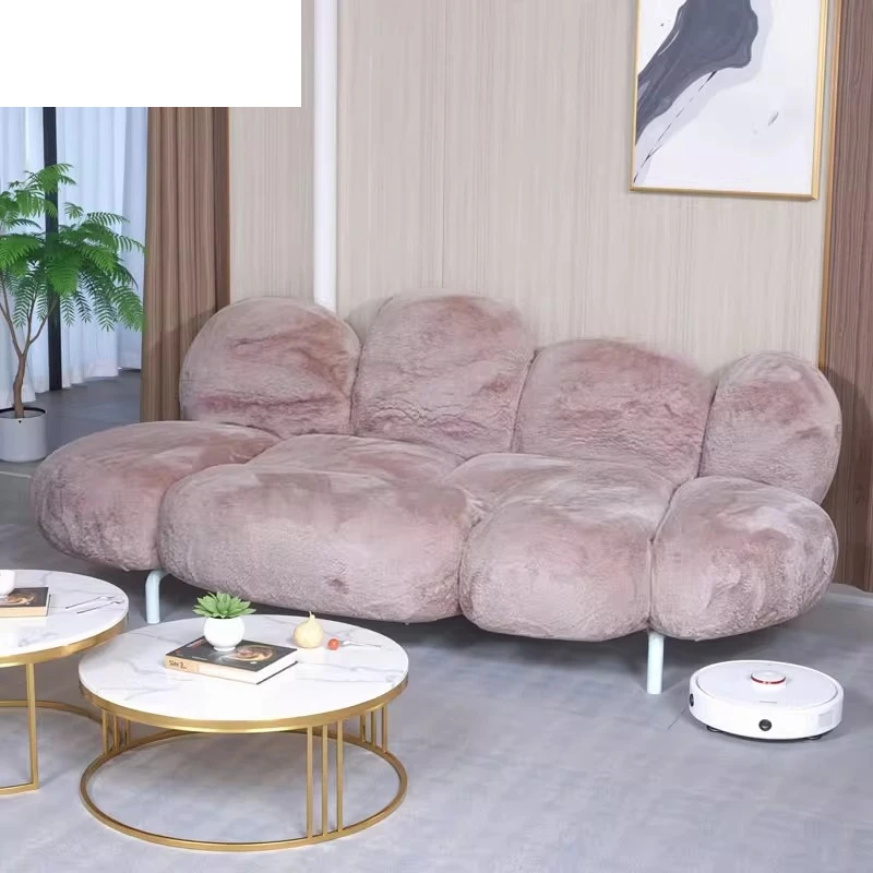 

Italian light luxury living room fabric sofa designer three-person sofa model room