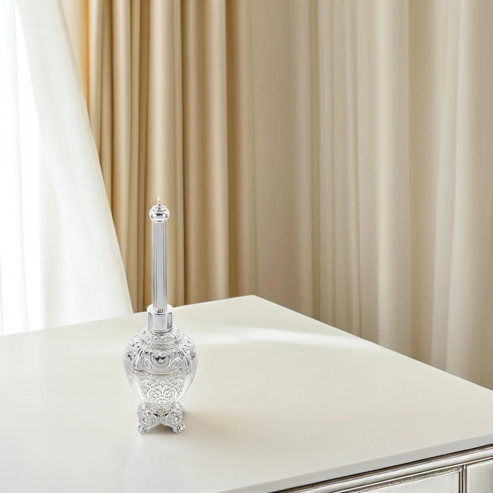 

Classic European Holy Water Bottle Zinc Alloy Glass Decorative Christian Container Home Decor Travel Church Bible Water