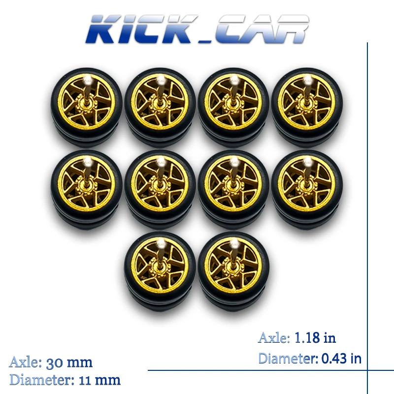 KicarMod 1/64 Piastic Wheels Tires Colorful Star Vehicle Toy Wheels for 5 Cars Hot Wheels Hobby Modified Parts 5 set/pack