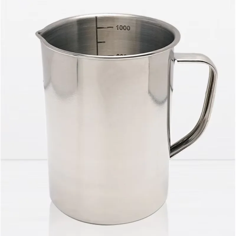 

Stainless steel wide mouth measuring cup 304 stainless steel large mouth measuring cup with scale Beaker with handle 500-2000ml