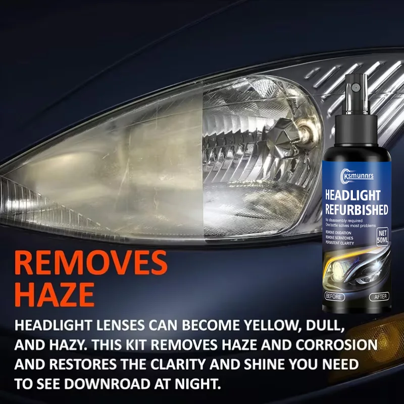 Professional-Grade No Polish Required Headlight Restorer Suitable for - Instant Foggy & Yellowing, Quick Repair, Restores Clarit