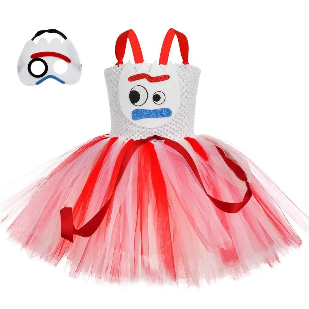 

Toy Forky Tutu Costumes for Baby Girls Christmas Halloween Fancy Dresses for Kids Birthday Carnival Clothes with Eyes Patch 14T