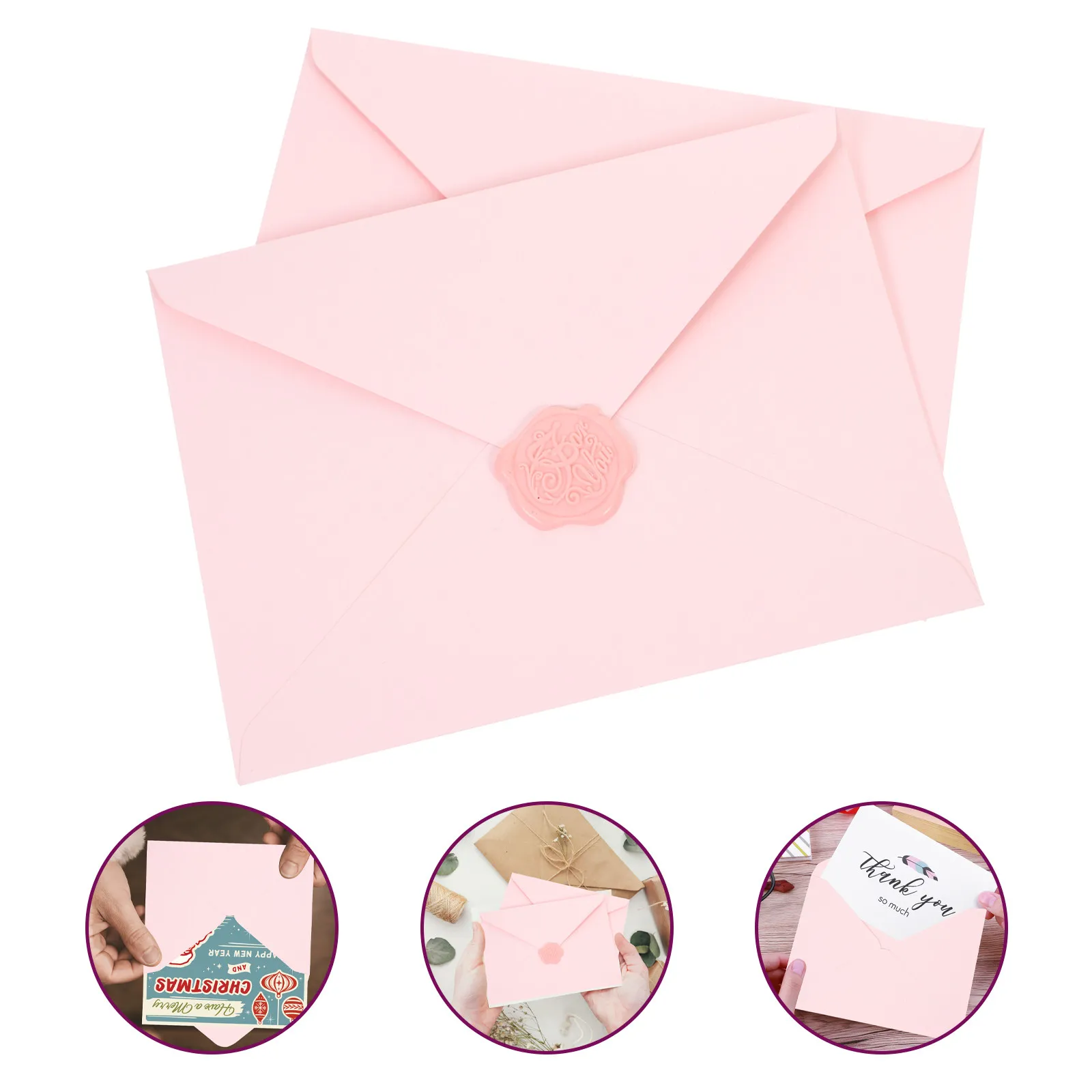 

5Sets Pink Envelopes and Stationery Set Classy Simple Design for Wedding Invitations Greeting Cards Thank You Notes Birthday