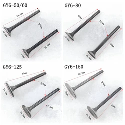 Motorcycle Engine Valves Stem for GY650 GY60 GY80 GY6125 GY6150 Go-Cart ATV 139QMB 157QM Scooter Intake & Exhaust Valves Taps