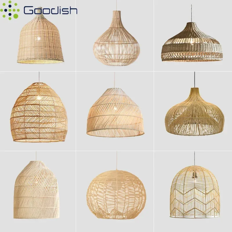 

Vintage Hand-woven Wicker Creative Pendant Lights Bamboo LED Minimalist Lamp for Dining Room Bar Loft Home Decoration Chandelier