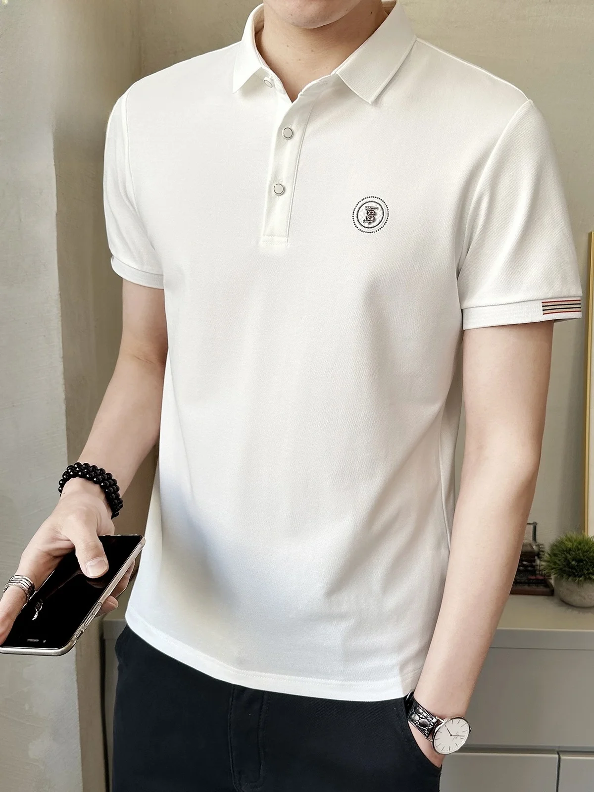 

irt Men's ort Sve T-irt Casual Versatile Summer Faionable Loose Fit Button up Cotton Polyester Blend