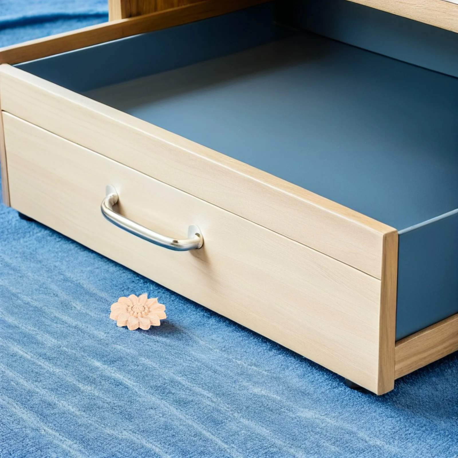 

10Pcs Natural Wood Carved Flower Onlay Cabinet Appliques Vintage Unfinished Wood Decorative Furniture Molding Trim Door