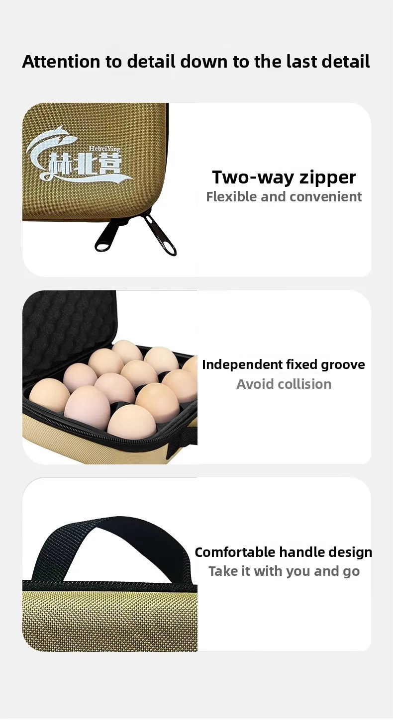 1×EVA Camping-Eier-Aufbewahrungsbox, tragbarer, stoßfester Eier-Tragekoffer, 6/12 Fächer, bruchsicher, für Reisen, Picknicks, Outdoor-Wanderungen, Eierhalter – Detail 13