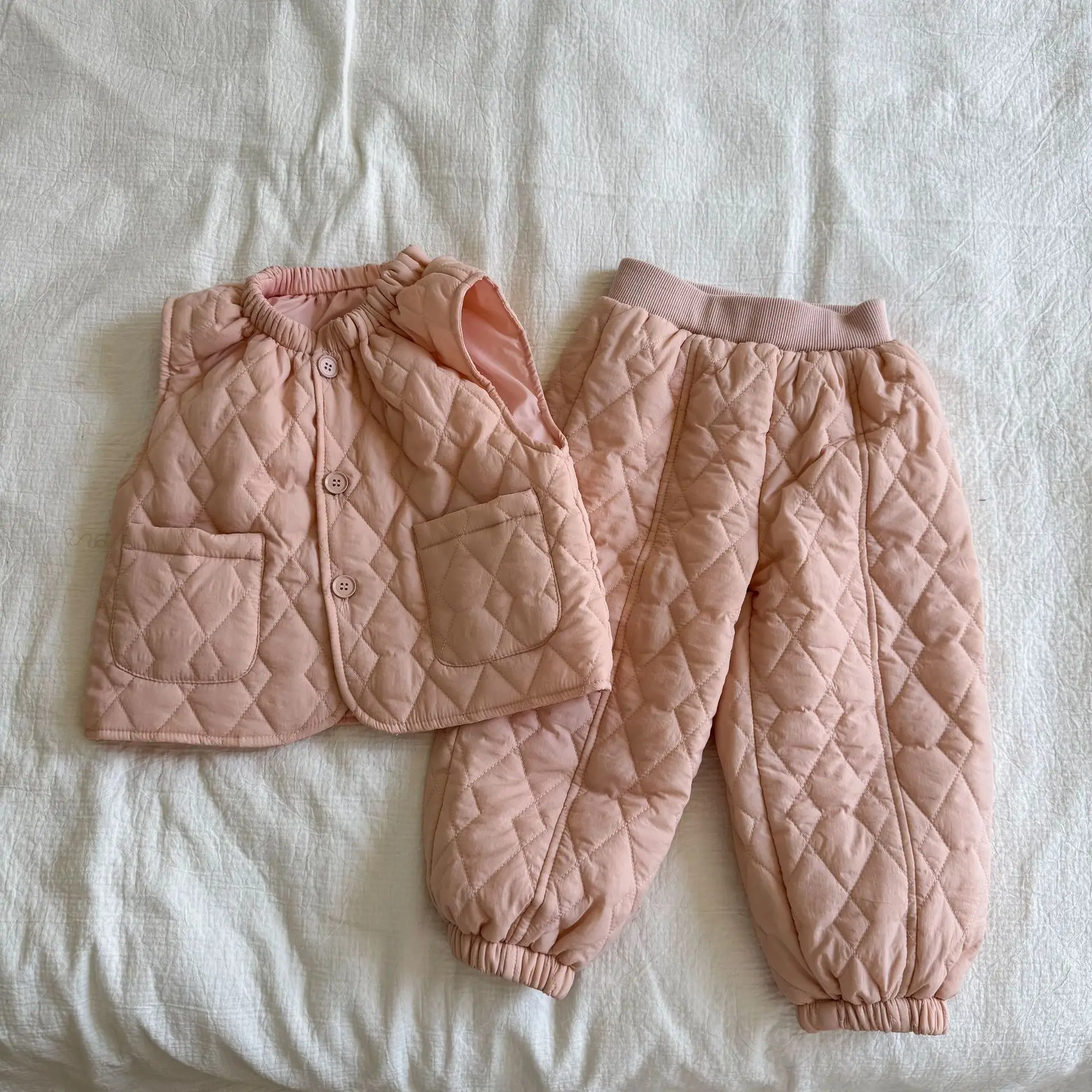 5577 Children's Clothing Set 2026 Autumn And Winter New Warm And Casual Boy's Suit Vest+ Pants Leisure Girl's Two-piece Suit