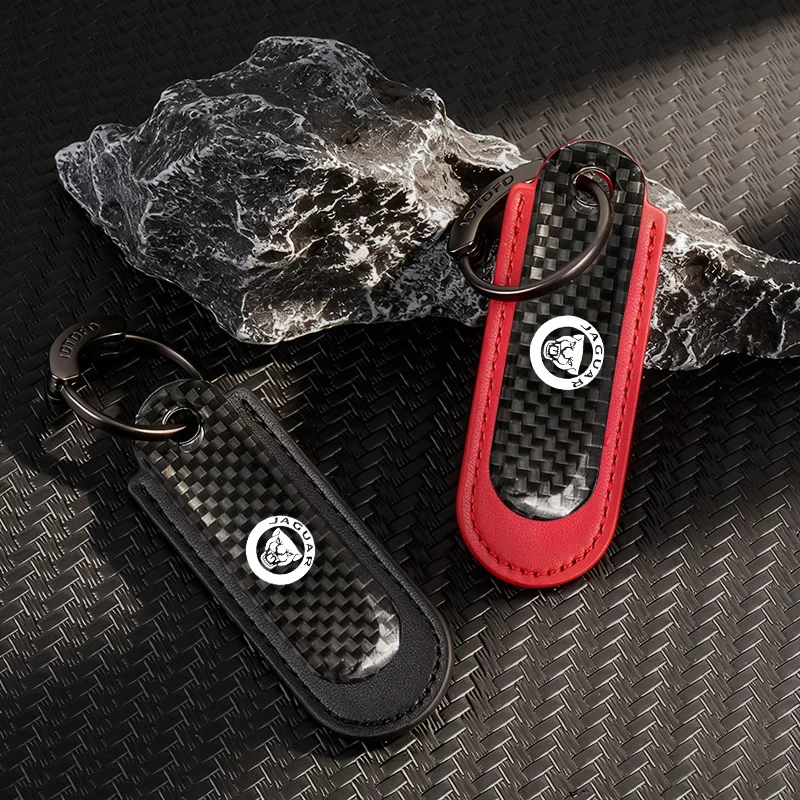 Carbon Fibre Keychain Creative Car Keyring Decorative Accessories For Jaguar XE XF XJ F-Pace X-Type S-Type F-Type Accessories view 4