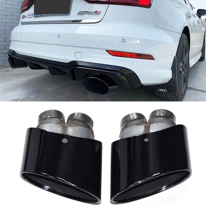 Car Accessories Oval Car Exhaust Pipe Exhaust Tip Audi For S3 S4 S5 S6 Up RS3 RS4 RS4 RS5 RS6 Look Double Inner  Muffler Tip Noz