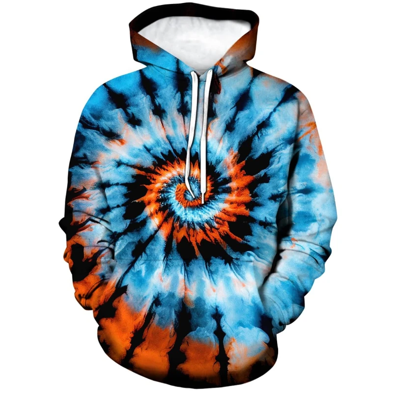 Mens Hoodies Tie-dye Pattern 3D Printing Hoodies Fashion Geometric Colorful Casual Street Dizzy Hypnotic Pullover Sweatshirts