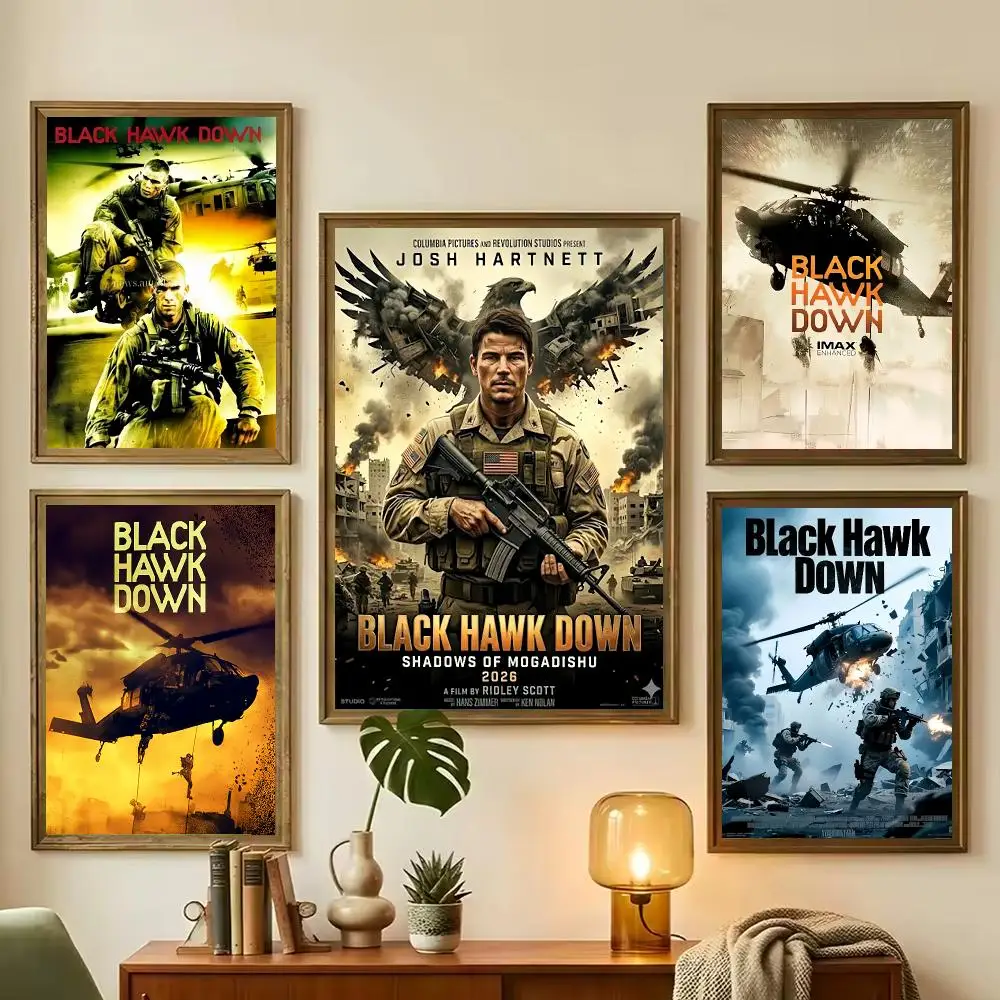 Movie War B-Black Hawk D-Down Painting Calligraphy Stylish Canvas Poster Wall Art for Living Room Bedroom Office Home Decor