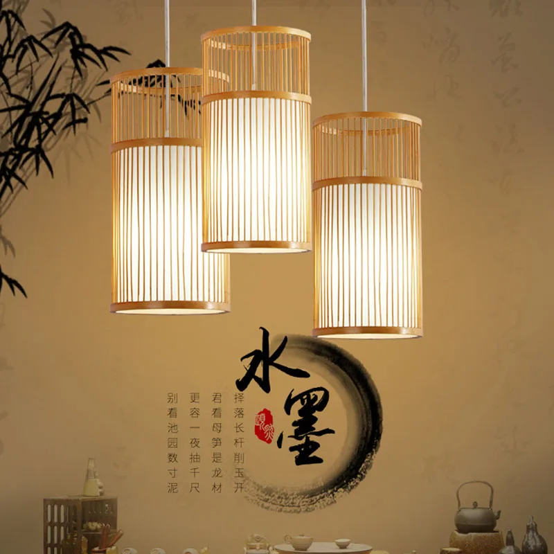 

Modern Chinese Woven Bamboo Chandelier Tea Room Living Room Dining Room Bedroom Bamboo Lamp Home Decoration Art Lighting Fixture