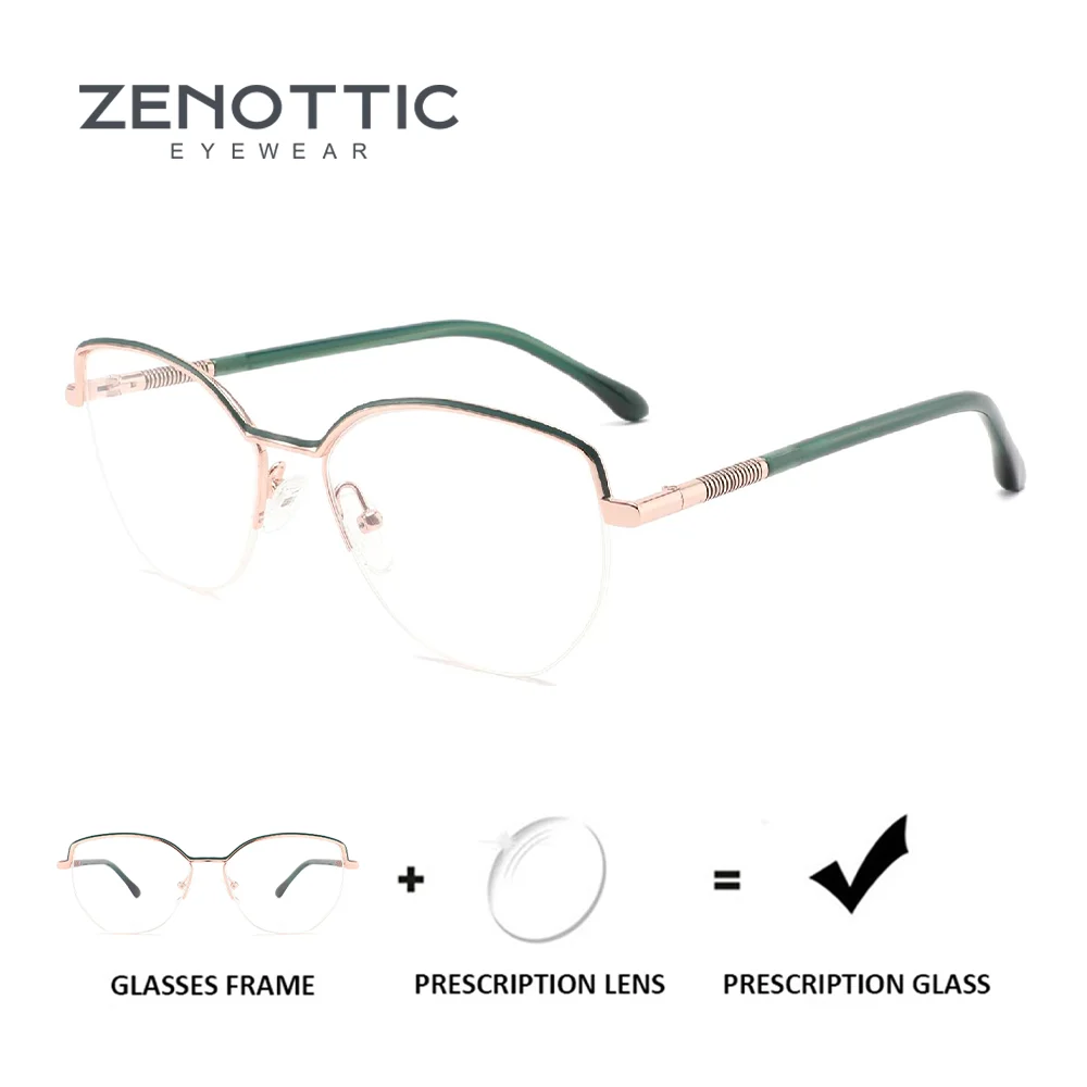 

ZENOTTIC Women Semi Rimless Glasses Butterfly Metal Frame Prescription Lenses Myopia Photochromic