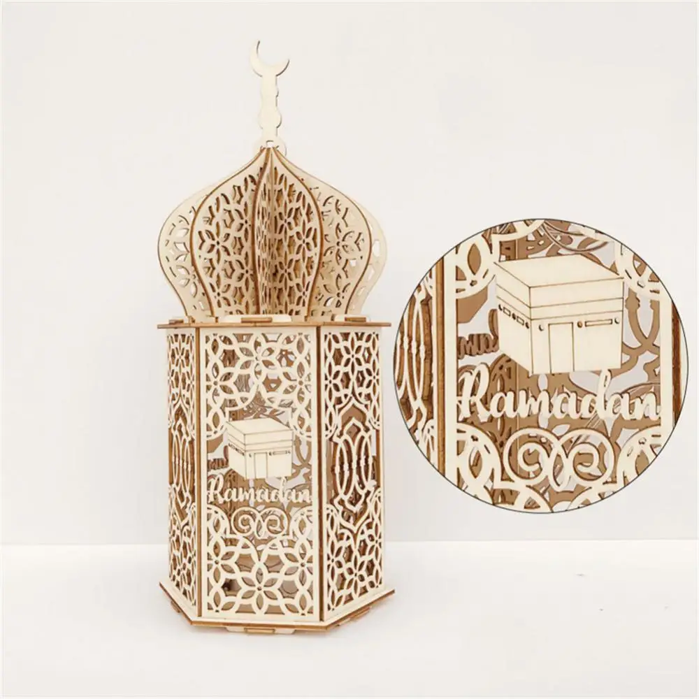 Moon Star Wooden Ornaments LED Light Ramadan EID Mubarak Decoration For Home Islam Muslim Decor AL Adha Ramadan Kareem Gift