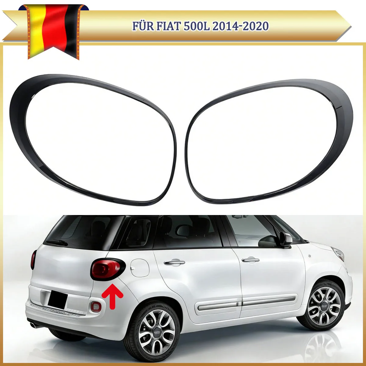 For Fiat 500L Petrol Hatch 2014-2020 Car Trim Frame Cover Gloss Black Taillight Lamp Trim Ring 68235995AA 68235996AA