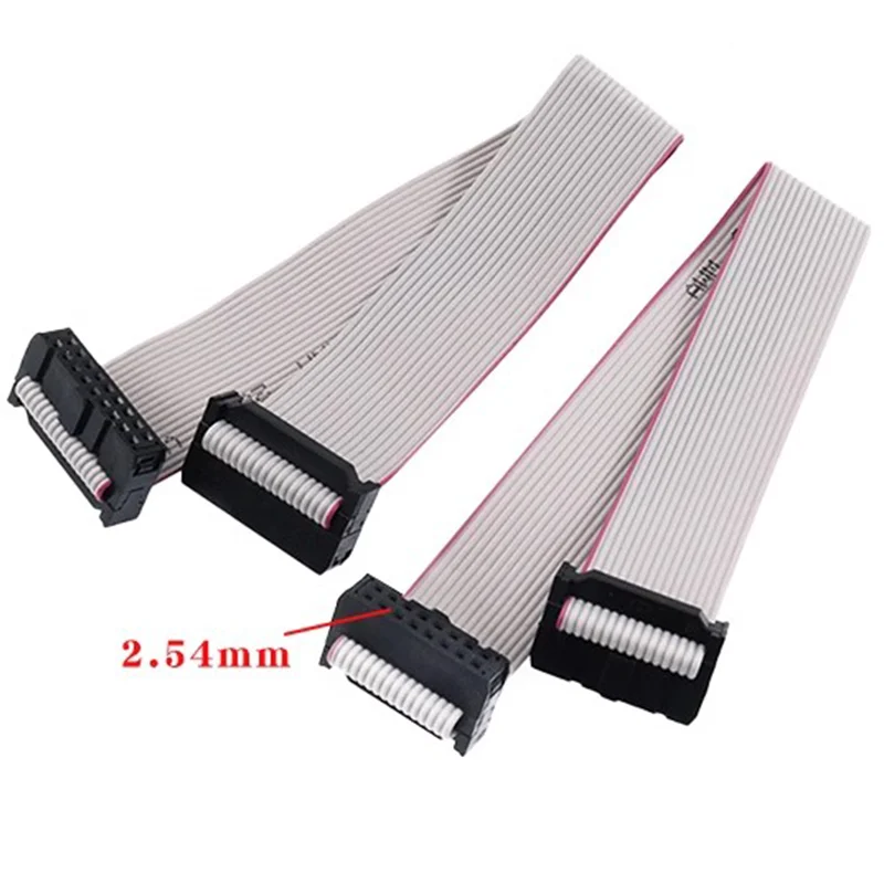 2pcs 2.54mm Pitch FC 6/8/10/12/14/16/18/20/24/26/30/34/40/50/60/64 Pin Gray Flat Ribbon Data Cable 10CM 20CM 30CM 40CM 50CM