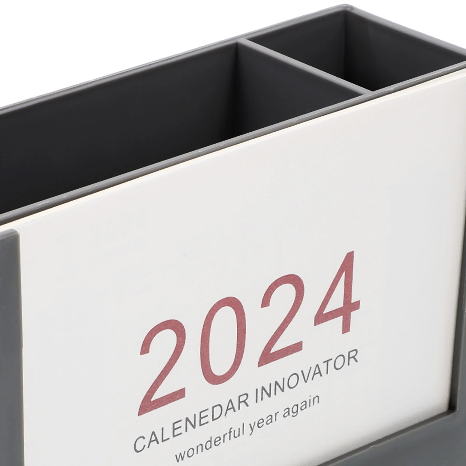 

Holder Desk Calendar Pen Pencil Office Organizer Make up Grey Paper Dual Compartments Organizers