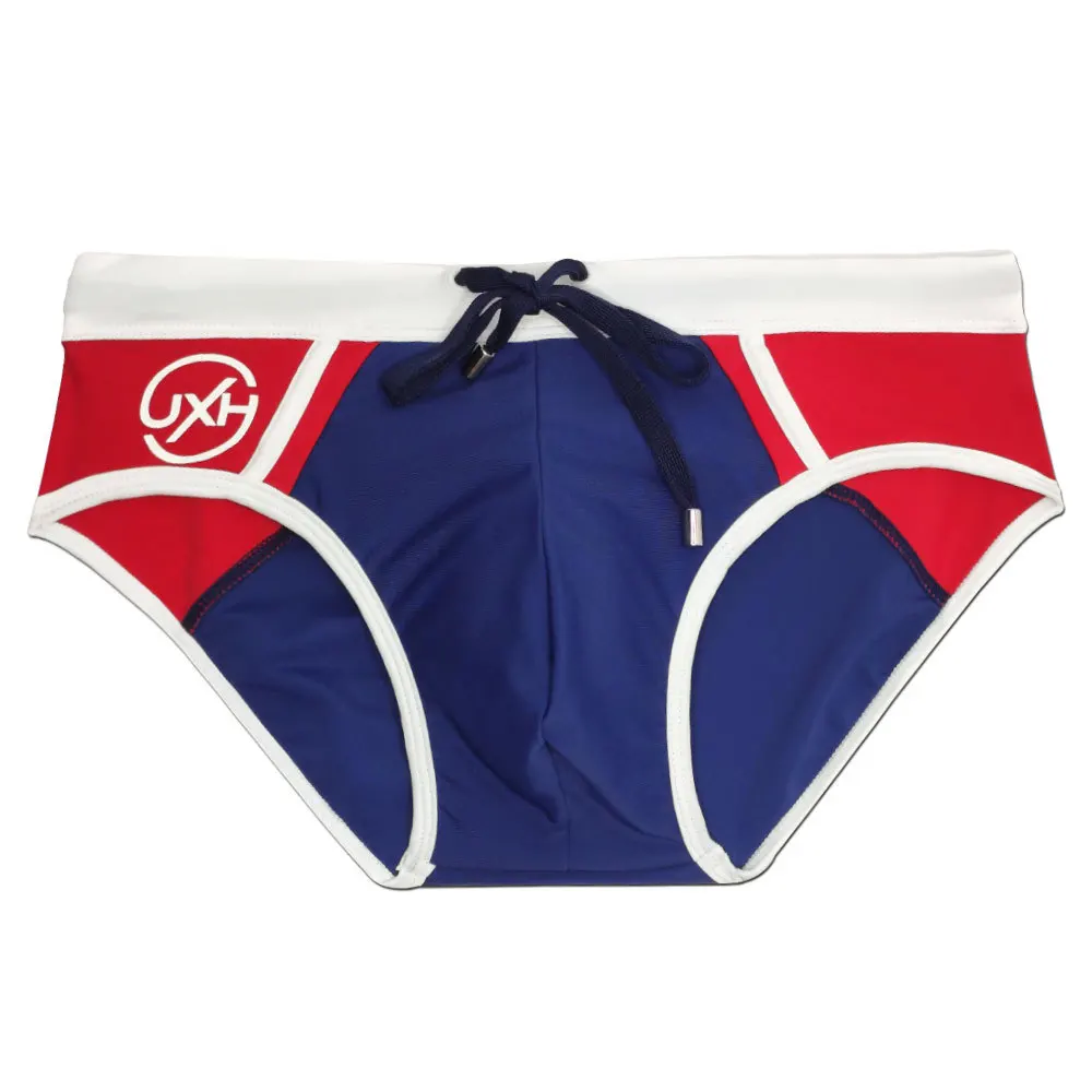 

2026Summer color matching men's swimming trunks fashion contrasting swimsuit beach briefs men UXH095