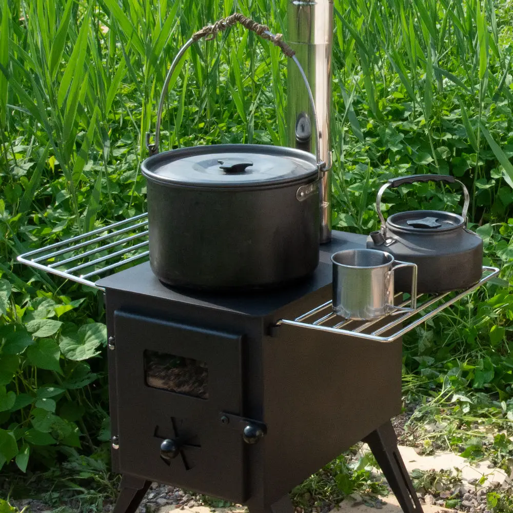 Modern Design Foldable Outdoor Wood-Burning Stove Free-Standing Installation for Camping Fuel Firewood