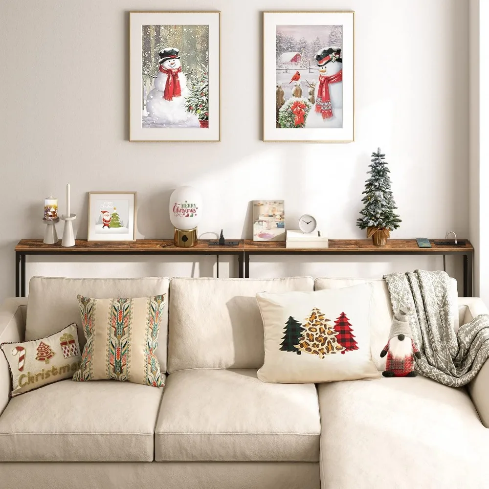 

Skinny Console Table with Power Outlets and USB Ports, Table with Charging Station, Narrow Sofa Table, Behind Couch Table