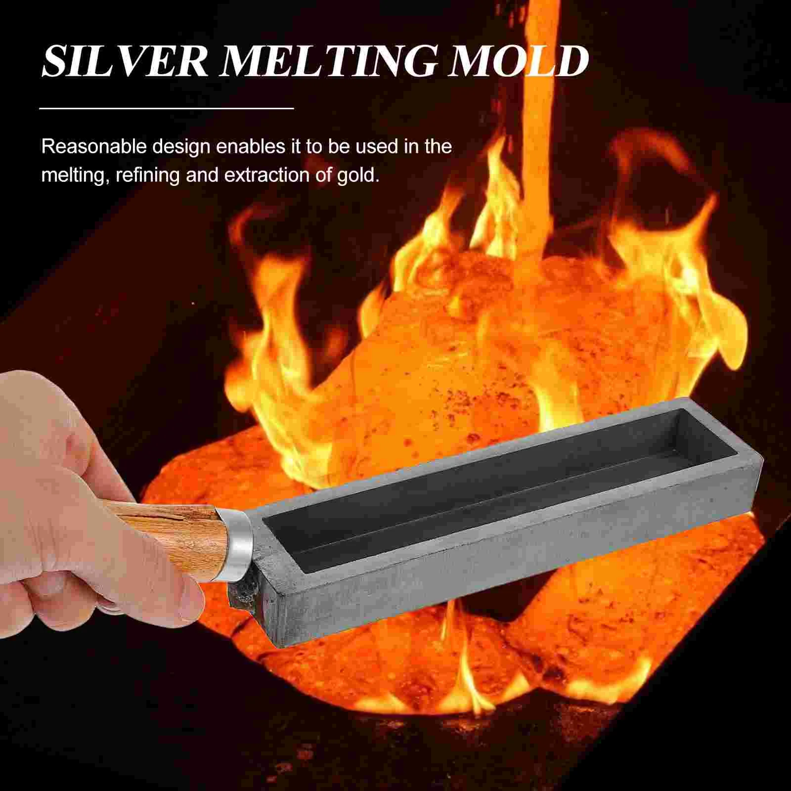 

Wooden Handle Iron Tank Oil Silver Melting Slot Metal Refining Mould Gold Mold Casting