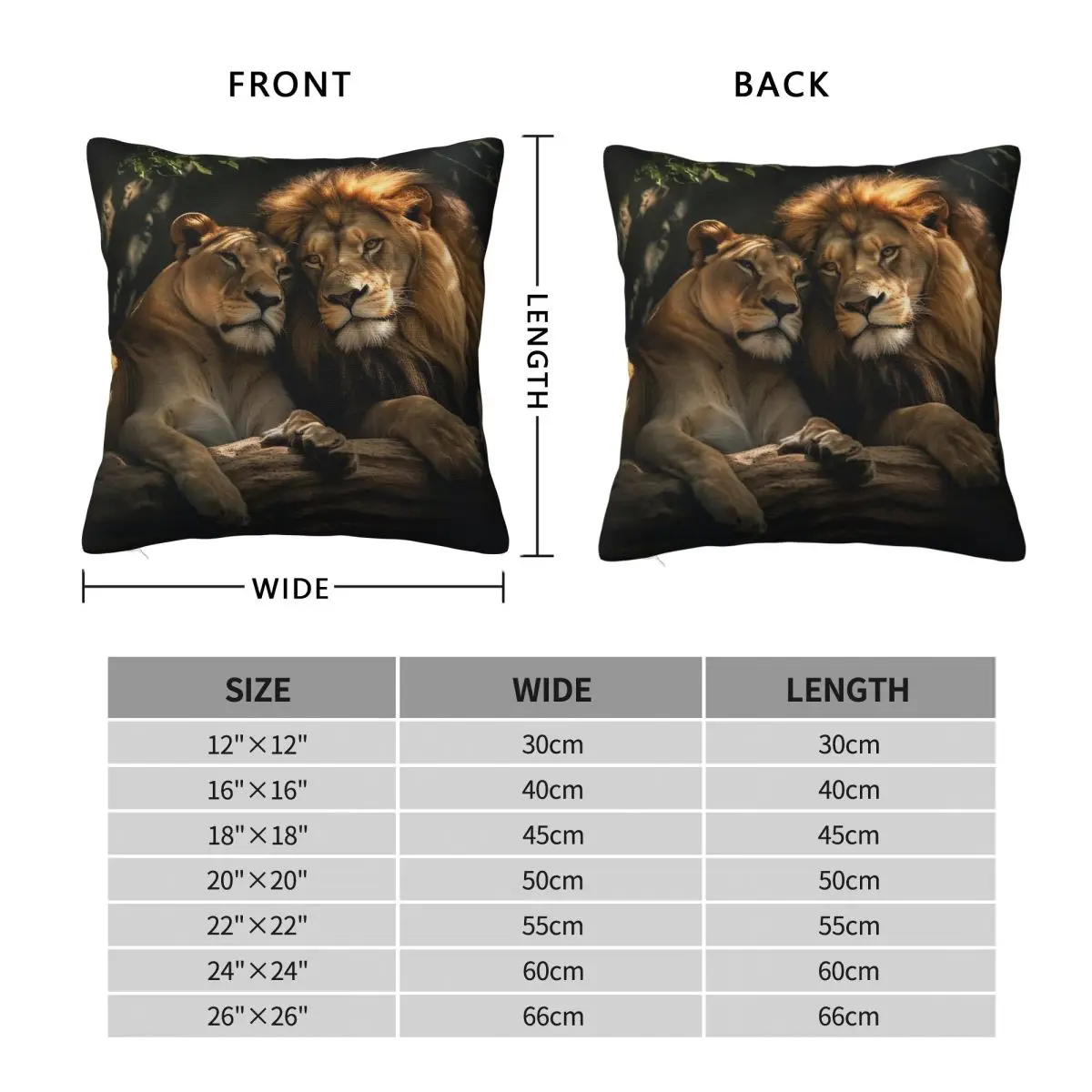 Lion And Lioness Cuddling Square Pillowcase Polyester Linen Velvet Printed Decor Throw Pillow Case Home Cushion Case Wholesale