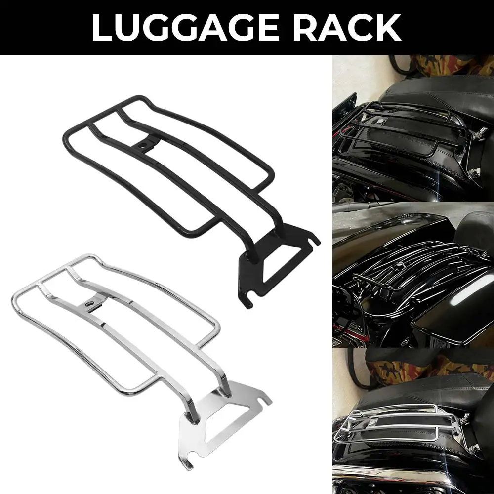 

Motorcycle Black/Chrome Rear Luggage Rack Heavy Duty Metal Accessory For Harley Davidson Electra Glide Standard-FLHTC 1998-2006