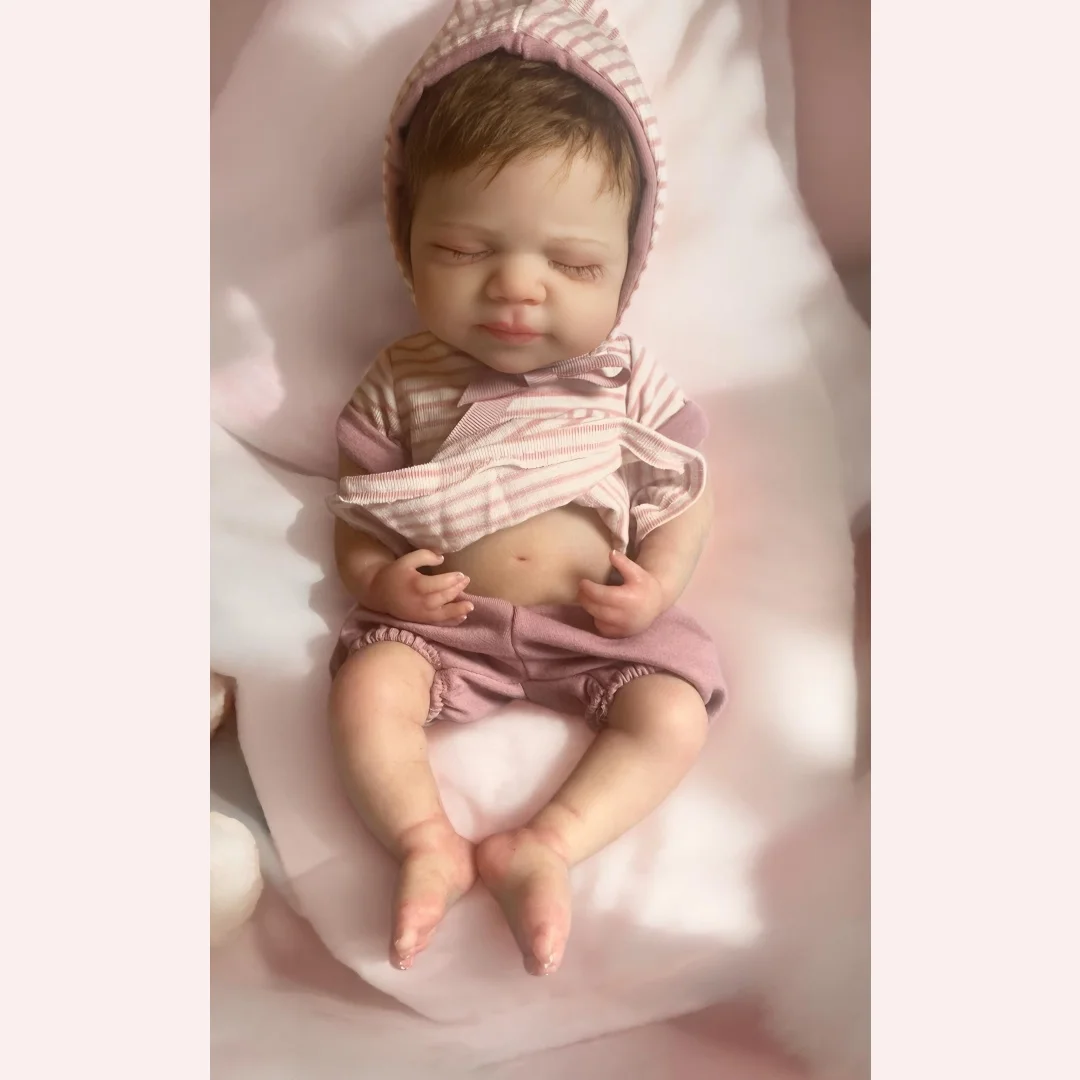 파스칼 33cm 세척 가능한 전신 실리콘 베베 리본 여자아이 인형 (뿌리 있는 머리카락, 입 벌림, 부드러운 촉감, 실물 같은 신생아 인형)