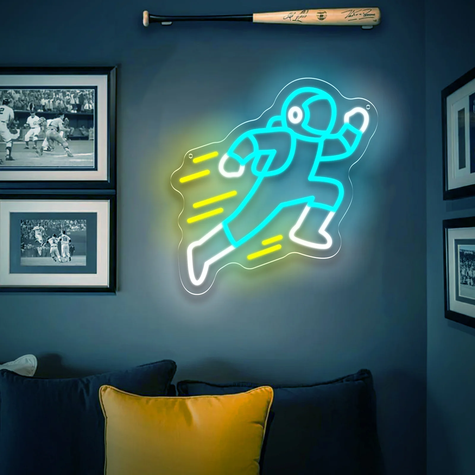 Running Astronaut Neon Light Sign LED Night Light USB Dimmable for Kids Room Space Theme Party Bedroom Bar Decor Children Gift