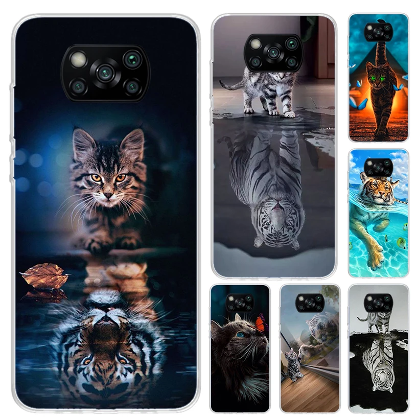 Cool Animal Big Cat Tiger Phone Case for Xiaomi Poco X6 X5 X4 X3 Nfc F6 F5 F4 GT F3 F2 Pro F1 M5S M4 M3 5G Soft Funda Print Shel