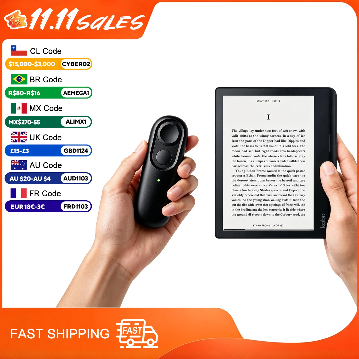 BT5.4 Remote Page Turner for Kobo E-Readers Reading Accessories Wireless Clicker Turn RC Silent Pages Turner